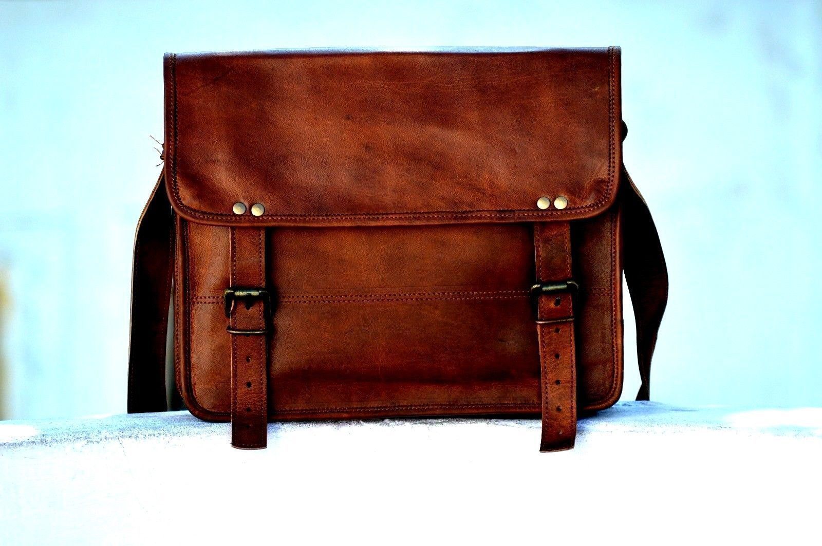 Leather Vintage Men S Messenger Shoulder Bag Laptop Satchel Genuine Briefcase 24Hr Smart